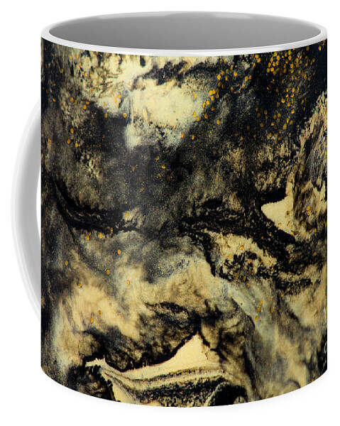 Marble Coffee Mug featuring the painting Abstract gold and black paint by Jelena Jovanovic