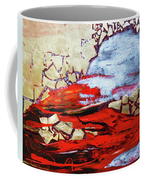 Abstract in Red and Gold Acrylic Painting Coffee Mug by Joi At The