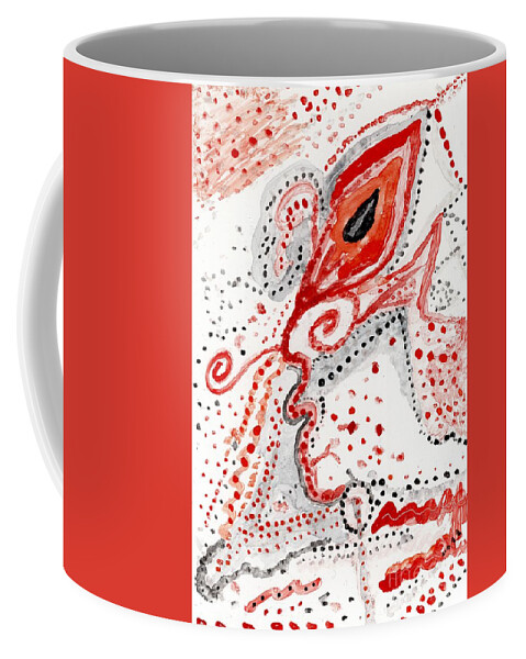 Abstract Coffee Mug featuring the glass art Abstract In Red And Grey by Bentley Davis