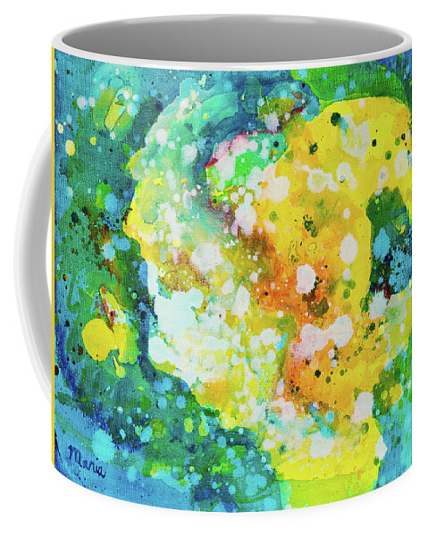 Abstract Coffee Mug featuring the painting Abstract by Maria Meester