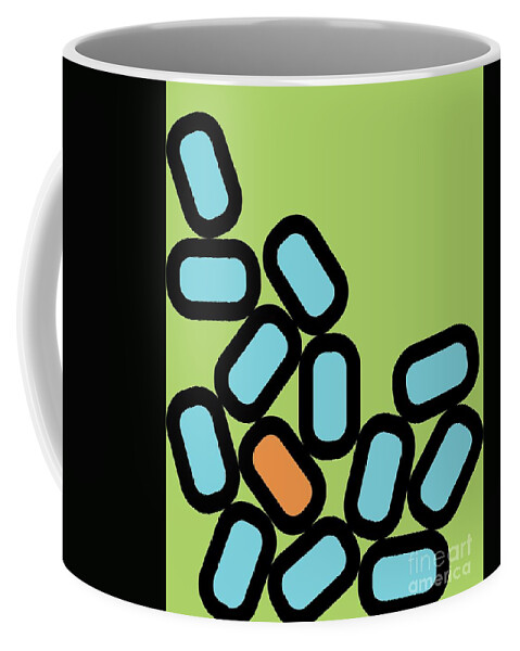 Abstract Coffee Mug featuring the digital art Abstract Oblongs on Green by Donna Mibus