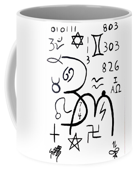 Occult Coffee Mug featuring the painting Abstract Occult Symbols Collage by Sollog Artist