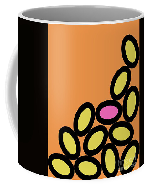 Abstract Coffee Mug featuring the digital art Abstract Ovals on Orange by Donna Mibus