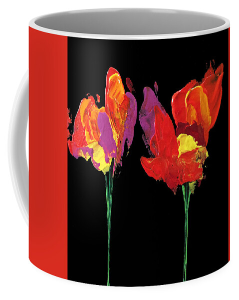 Flowers Coffee Mug featuring the painting Abstract Pals by Linda Bailey