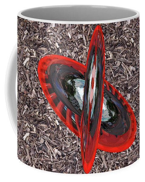 People Coffee Mug featuring the digital art Abstract people and car vent polar coordinates 3D transform plane by Karl Rose
