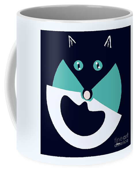 Abstract Puss Coffee Mug featuring the digital art Abstract puss by Elaine Hayward