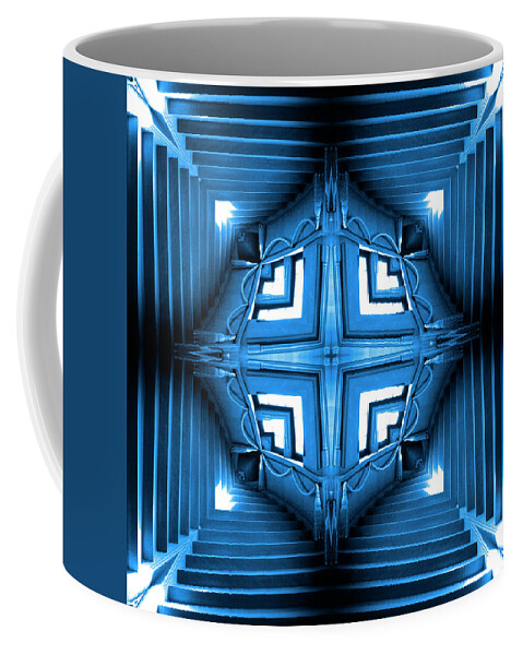 Abstract Stairs Coffee Mug featuring the photograph Abstract Stairs 6 in Blue by Mike McGlothlen