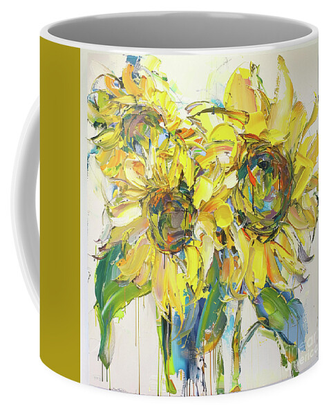 Sunflowers Coffee Mug featuring the painting Abstract Sunflowers by Tina LeCour