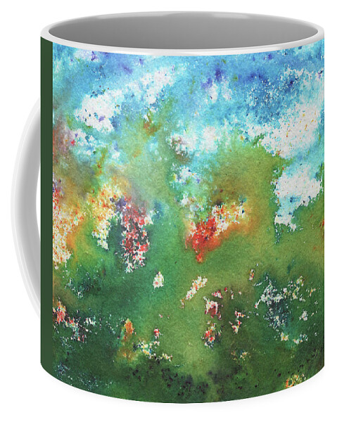 Abstract Watercolor Coffee Mug featuring the painting Abstract Watercolor Splashes Organic Natural Happy Colors Art II by Irina Sztukowski
