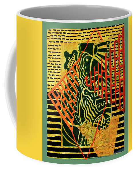 Collage Coffee Mug featuring the mixed media Abstract with Girders by Lorena Cassady