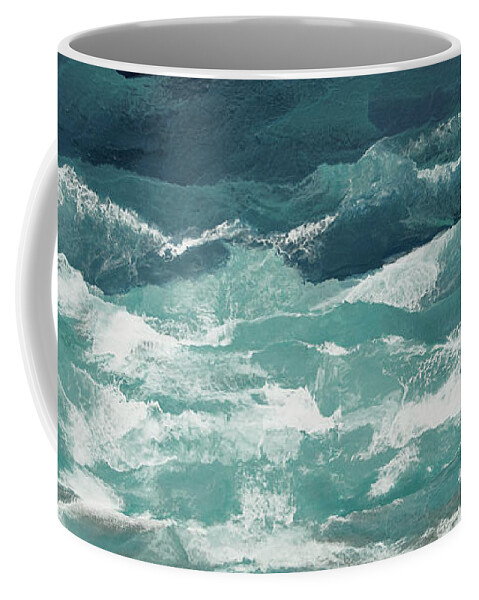  Abstract Seascape Coffee Mug featuring the painting Abundant as the Seas by Linda Bailey