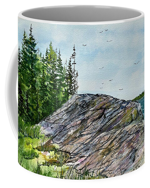 Acadia National Park Coffee Mug featuring the painting Acadia's Rock Garden, Maine by Kellie Chasse