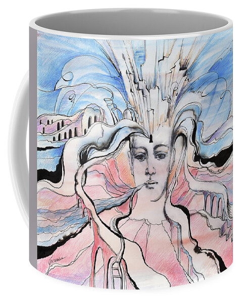 Fantasy Coffee Mug featuring the drawing Accessing Potentials by Valentina Plishchina