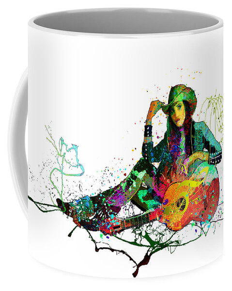 Watercolour Coffee Mug featuring the mixed media Acoustic Guitar Passion by Miki De Goodaboom