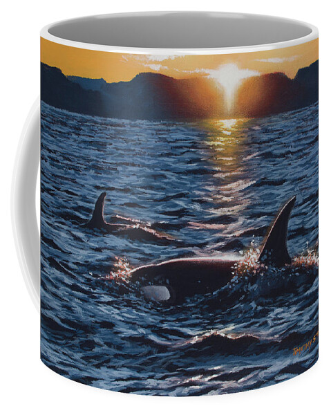 Acrylic Coffee Mug featuring the painting Across the Sea by Timothy Stanford