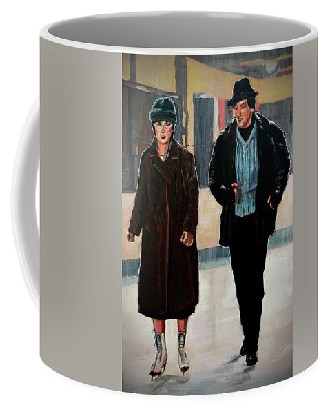 Rocky Coffee Mug featuring the painting Adrian and Rocky by Joel Tesch