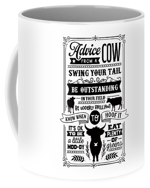 Family Coffee Mug featuring the digital art Advice From A Cow by Sambel Pedes