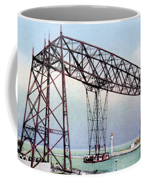 Duluth Coffee Mug featuring the photograph Aerial Transfer Bridge, Duluth by Zenith City Press