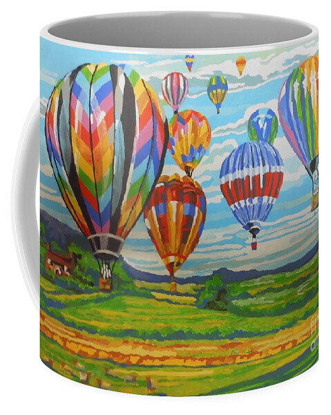Air Balloon Coffee Mug featuring the painting Aerostato by Tania Stefania Katzouraki