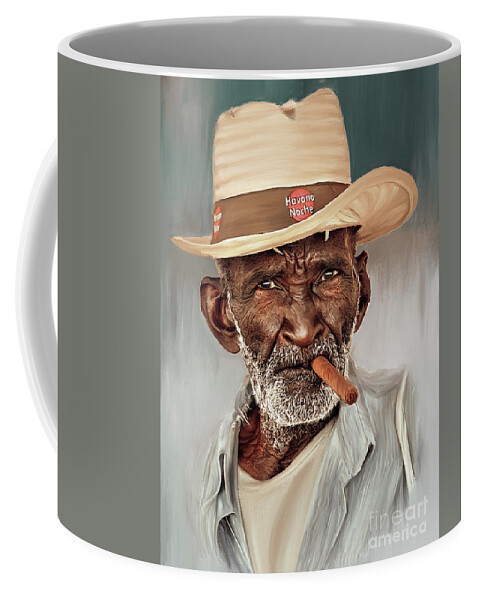 Dance Coffee Mug featuring the painting African Cigar Smoker by Gull G