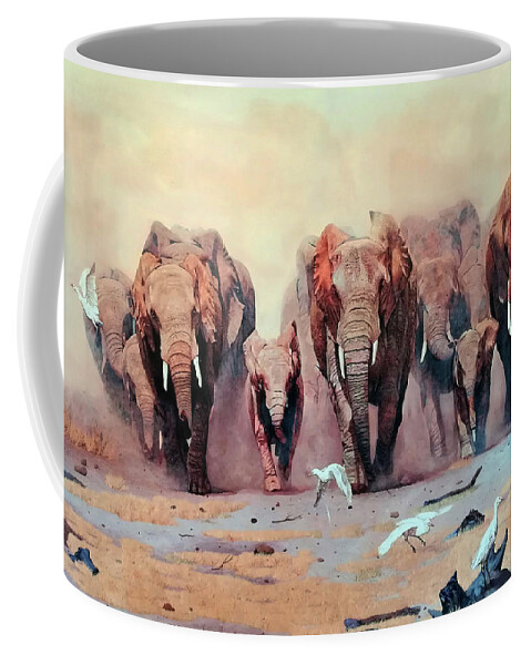 Africa Coffee Mug featuring the painting African Family Avante by Ronnie Moyo
