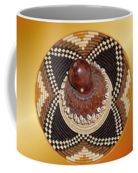 African Coffee Mug featuring the photograph African Shekere Instrument in a basket by Nancy Ayanna Wyatt