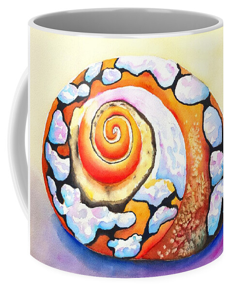 Shell Coffee Mug featuring the painting African Turbo Shell by Carlin Blahnik CarlinArtWatercolor