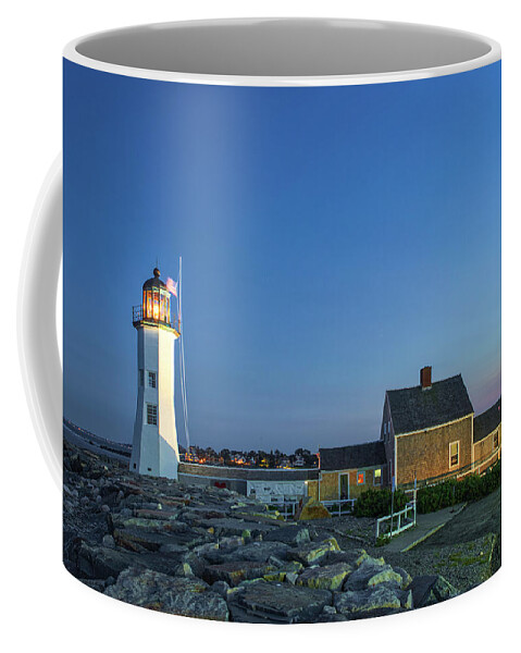 Scituate Lighthouse Coffee Mug featuring the photograph After Sunset at Scituate Lighthouse by Juergen Roth