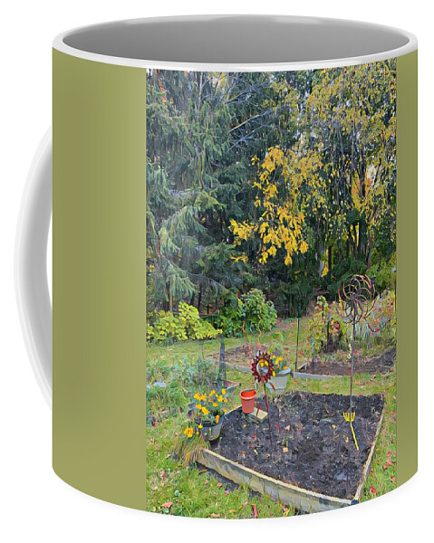 Garden Coffee Mug featuring the digital art After the harvest by Steve Glines