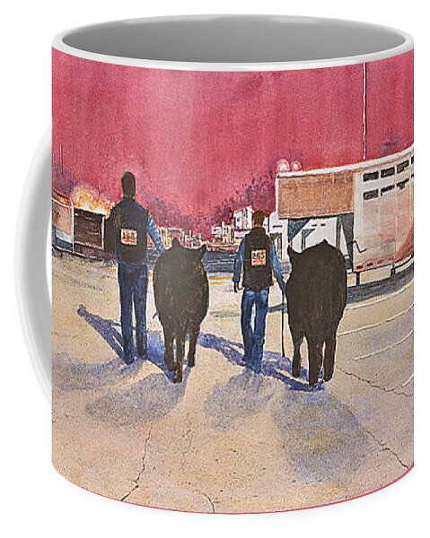 Cattle Show Coffee Mug featuring the painting After The Show by John Glass