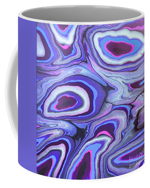 Poured Acrylic Coffee Mug featuring the painting Agate Islands by Lucy Arnold