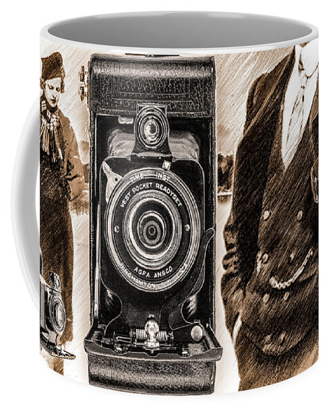 Kodak Coffee Mug featuring the digital art Agfa-ansco Vest Pocket Readyset - Black And White by Anthony Ellis