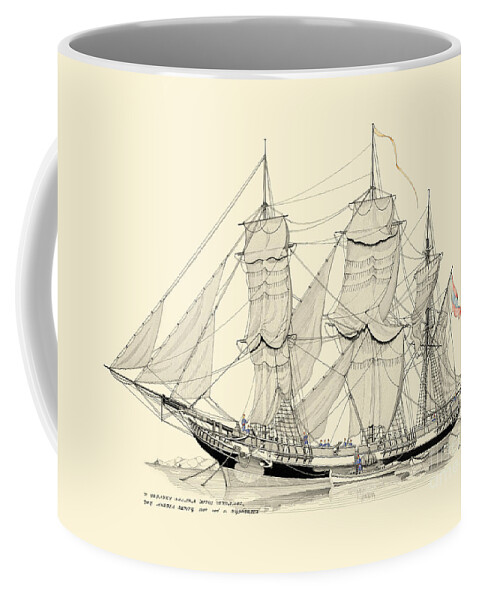 Historic Vessels Coffee Mug featuring the drawing The polacca Agios Nikolaos - 1809 by Panagiotis Mastrantonis