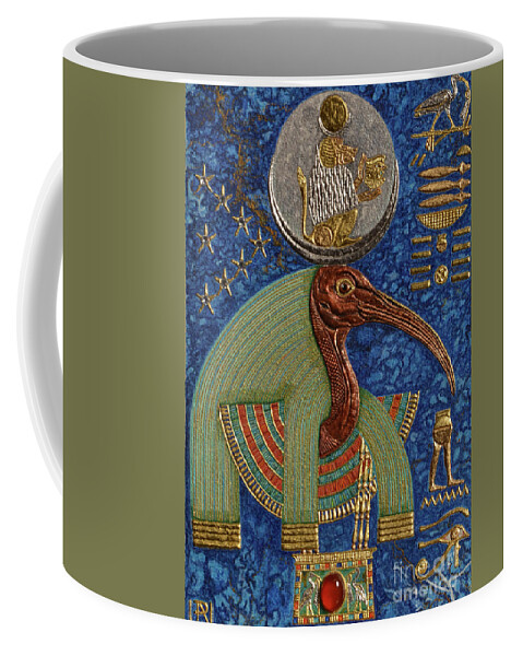Ancient Coffee Mug featuring the mixed media Akem-Shield of Djehuty and the Souls of Khemennu by Ptahmassu Nofra-Uaa