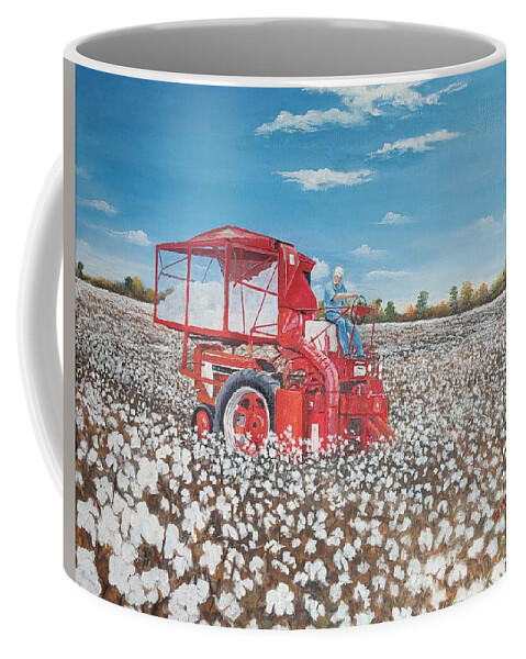 Picking Cotton Coffee Mug featuring the painting Alabama Fields of White by ML McCormick