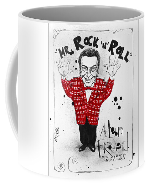  Coffee Mug featuring the drawing Alan Freed by Phil Mckenney