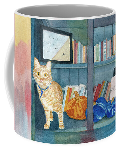 Cat Coffee Mug featuring the painting Alan The Cat by Deborah League