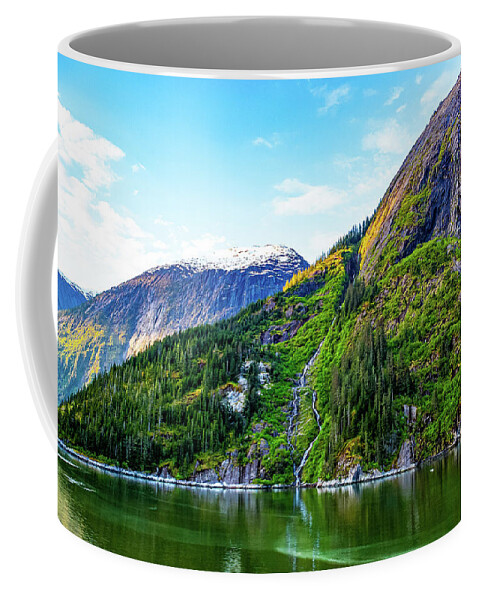 Alaska Coffee Mug featuring the digital art Alaska Inside Passage Sunset VII by SnapHappy Photos