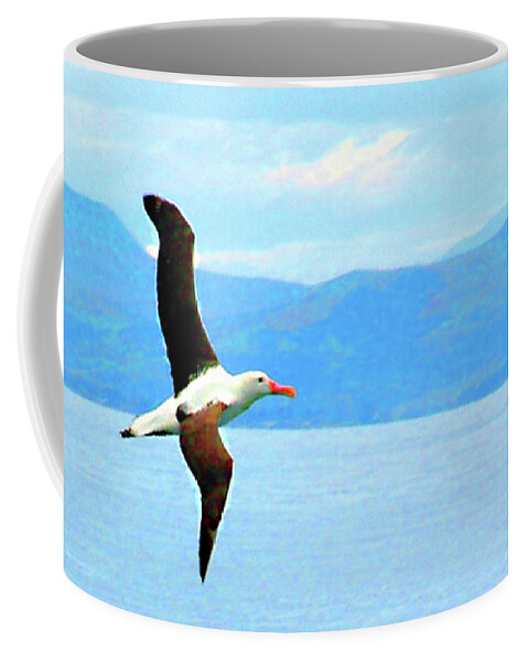 New Zealand Coffee Mug featuring the photograph Albatross flying over Otago new Zealand by Sam Hall