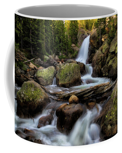Waterfall Coffee Mug featuring the photograph Alberta Falls at Sunrise by Chuck Rasco Photography