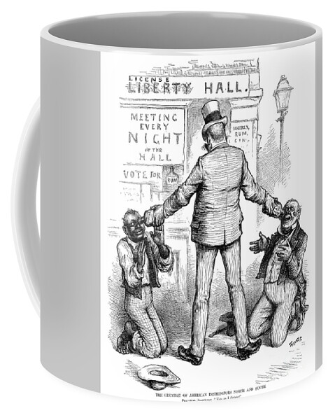 1885 Coffee Mug featuring the drawing Alcohol Cartoon, 1885 by Thomas Nast