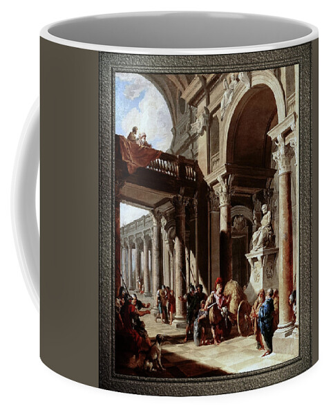 Alexander The Great Cutting The Gordian Knot Coffee Mug featuring the painting Alexander the Great Cutting the Gordian Knot by Giovanni Paolo Pannini by Rolando Burbon