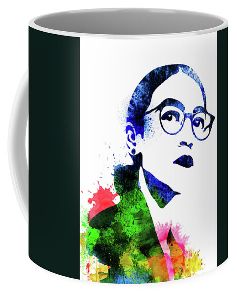 Alexandria Ocasio-cortez Coffee Mug featuring the digital art Alexandria Ocasio-Cortez Watercolor by Naxart Studio