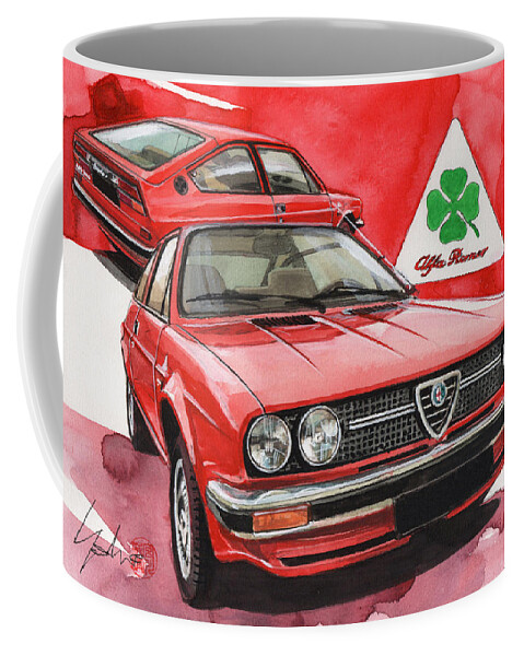 Alfa Romeo Coffee Mug featuring the painting Alfa Romeo Alfasud Sprint Veloce by Yoshiharu Miyakawa