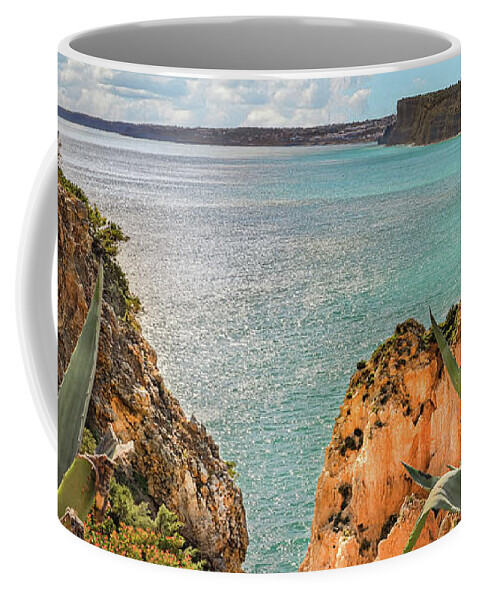 Algarve Coast Coffee Mug featuring the photograph Algarve Portugal Cliffs Over the Atlantic Ocean by Rebecca Herranen