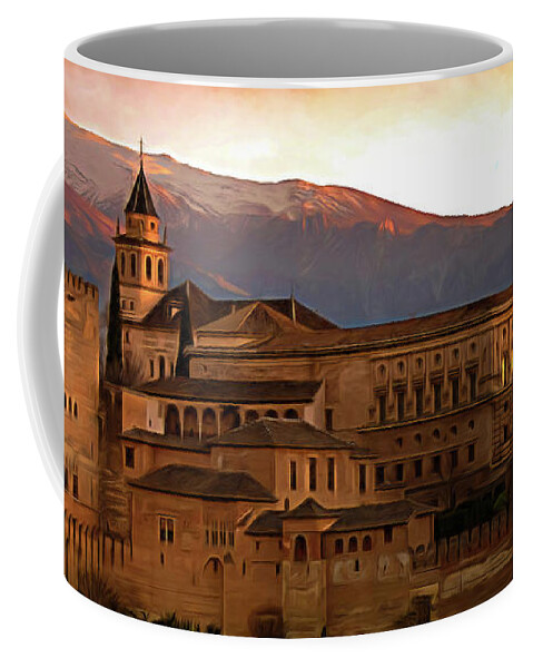 Alhambra Spain Coffee Mug featuring the photograph Alhambra Sunset in the Winter by Rebecca Herranen