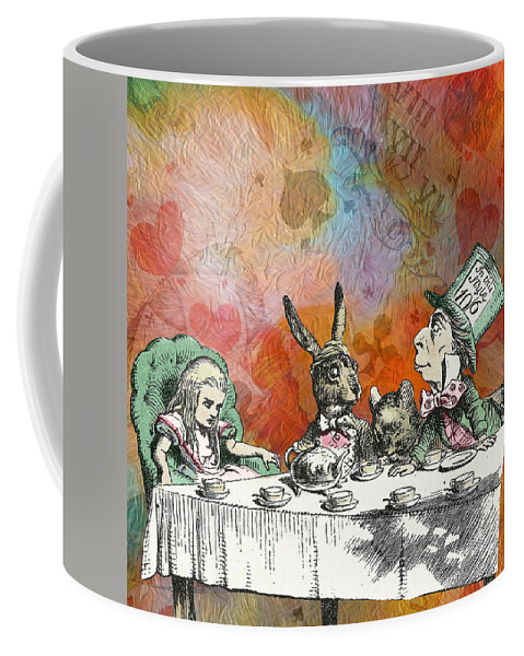 Alice In Wonderland Coffee Mug featuring the digital art Alice In Wonderland - Tea Party by Mary Poliquin - Policain Creations