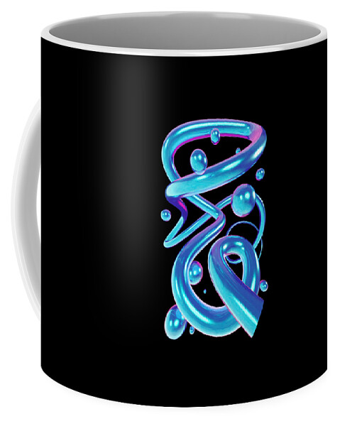 Abstract Coffee Mug featuring the digital art Alien DNA by Bespoke Cube