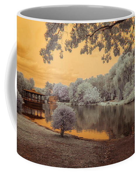 Coopers Pond Coffee Mug featuring the photograph All is Calm at Coopers Pond by Penny Polakoff