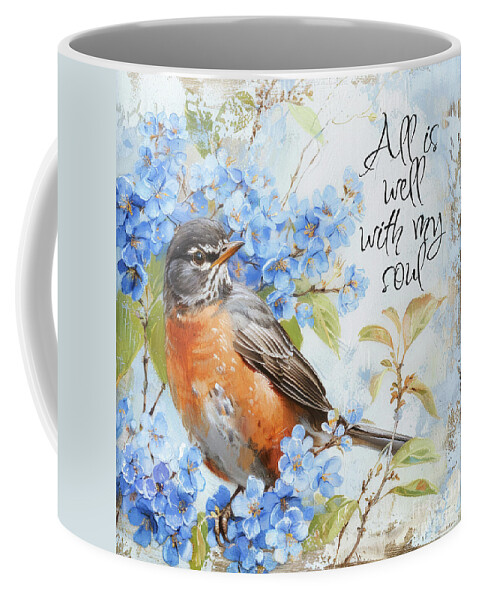 Bird Coffee Mug featuring the painting All Is Well With My Soul by Tina LeCour
